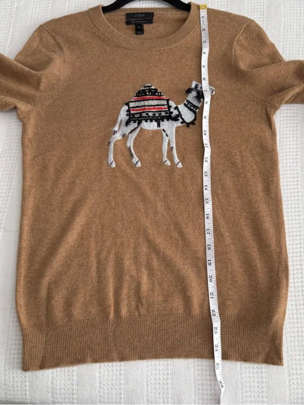 J. Crew Camel Cashmere-Blend Crewneck Sweater